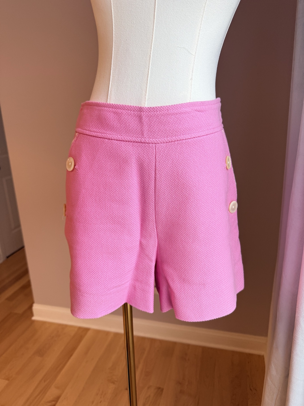 J. Crew Pink High-Rise Button-Accent Vintage Shorts